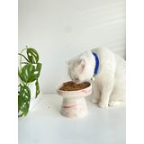 Seramik Kedi Ve Köpek Mama Su Kabı KIRMIZI EBRU