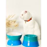 Seramik Kedi ve Köpek Mama Su Kabı Luna-Colorful Model 2'li(Turkuaz )
