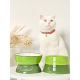 Seramik Kedi ve Köpek Mama Su Kabı Luna-Colorful Model 2'li(Yeşil )