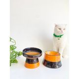 Seramik Kedi ve Köpek Mama Su Kabı (Siyah Sarı & Colorful Moon Siyah Sarı- Gökkuşağı- 2'li) - Çok Renkli