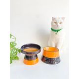 Seramik Kedi Ve Köpek Mama Su Kabı SİYAH SARI GÖKKUŞAĞI & Colorful Moon Bowl SİYAH SARI GÖKKUŞAĞI 2'Lİ