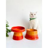 Seramik Kedi Ve Köpek Mama Su Kabı TURUNCU GÖKKUŞAĞI & Colorful Moon Bowl TURUNCU GÖKKUŞAĞI 2'Lİ