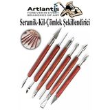 Seramik Kil Çömlek Şekillendirici Ahşap Saplı 6 Parça 1 Paket Seramik Modelaj Oyma Ve Temizleme Seti Ebeşuar Heykel Hobi Tasarım