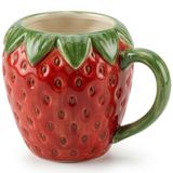 Seramik Kulplu Kupa Bardak, 300 Ml Geniş Kapasite, Çilek Şeklinde Tasarım, Makinede Yıkanabilir, Ev Ofis Restoran İçin Uygun Çilek Şeklinde Seramik Kulplu Çay Kahve Espresso Latte Sunum Bardağı