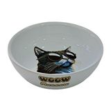 Seramik Mama Kabı Kedi Derin Beyaz 250ML - Siyah - Beyaz