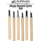 Seramik Oyma Seti Ahşap 6 Lı 1 Paket Set Paslanmaz Çelik Bıçaklı Ağaç Oyma Heykel Hobi Kretuar Gravür