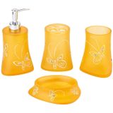 Seramik sabun sabunluk Amber reçine banyo aksesuarları seti sarı turuncu sabunluk gargara fincan diş fırçası tutucu sabunluk losyon şişesi sabunluk B