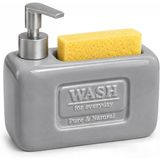 Seramik Süngerlikli Sıvı Sabunluk 500 Ml - Pompalı Deterjanlık - Entegre Sünger Hazneli Mutfak Ve Banyo Dispenseri - 18,5 X 7,5 X 10,5 Cm Modern
