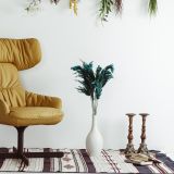 Seramik Vazo Ve 15 Adet Pampas Beyaz/Yeşili