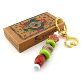 Seramik ve Cam Boncuklu Çanta Süsü Kalp Charm Anahtarlık KY081