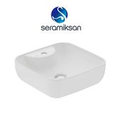 Seramiksan Form Kare Tezgâh Üstü Batarya Delikli Beyaz Lavabo 42X42 Cm A002743h