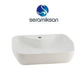 Seramiksan Lucida Oval Tezgâh Üstü Beyaz Batarya Delikli Lavabo 55X38 Cm A002561h
