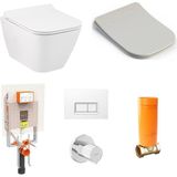 Seramiksan Saturn Rim-Out (Kanalsız) Asma Klozet + Vitra Gömme Rezervuar + Yavaş Kapanır Kapak Set - Beyaz