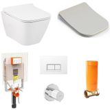 Seramiksan Saturn Rim-Out (Kanalsiz) Asma Klozet + Vitra Gomme Rezervuar + Yavas Kapanir Kapak Set