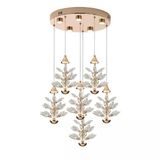 Serap 6'lı 65 Watt 3000K Yuvarlak Gold Kristal Taşlı Ledli Salon Avize
