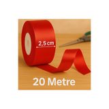 serap çiçekçilik 20 Metre Kırmızı Geniş Saten Kurdele 20 Metre 2,5 Cm Kırmızı Kurdele