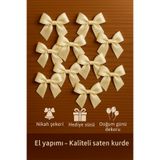 serap çiçekçilik 25 Adet Krem Saten Fiyonk Kurdele Saten Kurdele Fiyonk