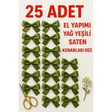 serap çiçekçilik 25 Adet Yeşil Saten Fiyonk Kurdele Saten Kurdele Fiyonk.