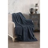 Seraser Home Tekstil Comfy | Çizgili Wellsoft Tv Battaniyesi 110X180 cm - Antrasit