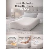 Seraser Ortopedik Visco Yastık Boyun Fıtığı Boyun Düzleşmesi Boyun Ağrısı Destekli Lüks Ortapedik Yastık - 32 x 50 cm - Beyaz