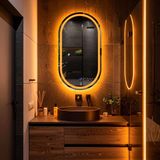 Serava Led'li Lazer Kumlamalı Lavabo & Banyo Aynası (Dokunmatik Sensörlü) amber led 100 x 55