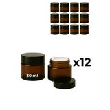 Seray Cam 12’li 30 ml Amber Cam Krem Kavanozu + Siyah Kapak