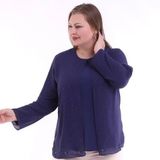 SERAY KADIN ÖNÜ TAŞLI ŞİFON ABİYE BLUZ İndigo 42