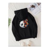 Serays moda Panda Sırt Baskılı Kapşonlu kız/erkek çocuk kışlık kalın sweatshirt