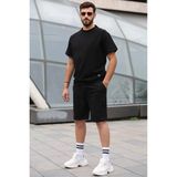 Serazat Erkek Şort Siyah Likralı Esnek Fitness Antrenman Spor %100 Pamuk Ter Tutmaz. - 2XL