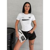 Serba Kadın Beyaz Baskılı Baby Tee Crop Tişört Slim Fit Bisiklet Yaka Günlük Y2K T-Shirt