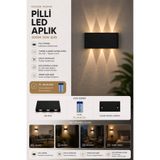 SerBugo SBL-PA PİLLİ 3000K Led Aplik Aydınlatma Çift Taraflı Led Dekoratif Duvar -Bahçe-Koridor Taşınabilir Kolay Montajlı Aplik Tak Çalıştır
