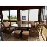 Sercan Garden (3 Kişilik Salıncak Hediyeli)Rattan Bahçe Takımı Oturma Grubu 2'lü - 7 Kişilik
