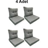 Sercan Garden 4 Adet Bahçe Balkon Mobilyası Minderi Gri(4 Adet Minder, 4 Adet Kırlent)