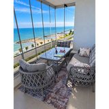 Sercan Garden Alaçatı Model Alımınyum Iskelettir (Galvanız Değıldir) Bambu Rattan Bahçe Balkon Takımı - 02 - Gri