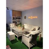 Sercan Garden Rattan Bahçe Balkon Teras Mobilyası Bahçe Takımı Oturma Grubu 7 Kişilik Krem