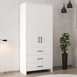 Serçe Design 2 Kapaklı 3 Çekmeceli Gardırop – Modern ve Kullanışlı Çok Amaçlı Dolap (80X38X182 Cm) - Beyaz