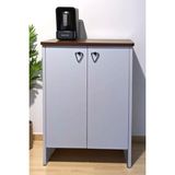 Serçe Design 2 Kapaklı Çok Amaçlı Dolap Kahve Dolabı Kahve Köşesi Dolabı 82 cm - Ceviz - Beyaz
