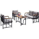 Serdem 2+1+1+Sehpa Bahçe Balkon Mobilya Takımı Gri