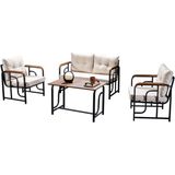 Serdem 2+1+1+Sehpa Bahçe Balkon Mobilya Takımı Krem - Bej
