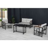 Serdem Dizayn Serdem 2+1+1+Sehpa Bahçe Balkon Mobilya Takımı Gri Kazayağı