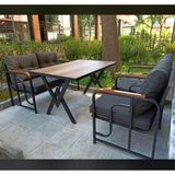 Serdem Dizayn Serdem Antrasit Renkli 2+1+1+Masa Bahçe Balkon Mobilya Takımı Metal Materyal ile Dayanıklı