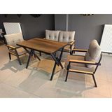 Serdem-(Ester)-2+1+1+Masa Bahçe Balkon Mobilyası Koltuk Cappicino-Kazayağı