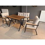 Serdem-(Ester)-2+1+1+Masa Bahçe Balkon Mobilyası Koltuk Krem