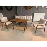 Serdem-(Ester)-3+1+1+Masa Bahçe Balkon Mobilyası Koltuk Krem