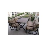 Serdemdizayn SERDEM 2+2+MASA METALBAHÇE BALKON TAKIMI SANDALYE OTURMA GRUBU(BEJ)