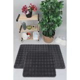 Sere Serpe Modern Bubble Yıkanabilir Kaymaz Peluş Banyo Paspası Halısı 2'li Klozet Takımı 60X100-50X60 Antrasit