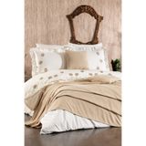 Serebien Home Collection Belora %100 Pamuk Tomurcuklu Çiçek Nakışlı, Fırfırlı, Pikeli 9 Parça Çift Kişilik Nevresim Takımı