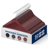 SereneLife 50 Parça Ahşap Askılar - Yerden Tasarruf Sağlayan Ağır Hizmet Tipi İnce Takım Elbise Askısı Seti 360 Derece Döner Metal Kancalı, 10 lb'ye Kadar Tutabilir. Montlar, Ceketler, Pantolonlar ve