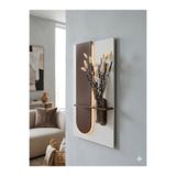 SERENGETI ART OKALİPTUS AHŞAP PİLLİ LEDLİ İSKANDİNAV TARZI SALON DUVAR RAFI MODERN ÇİÇEKLİK 40 X 70 CM