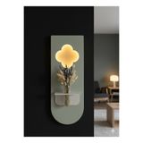 SERENGETI ART PAPATYA AHŞAP PİLLİ LEDLİ İSKANDİNAV TARZI SALON DUVAR RAFI MODERN ÇİÇEKLİK 30 X 80 CM